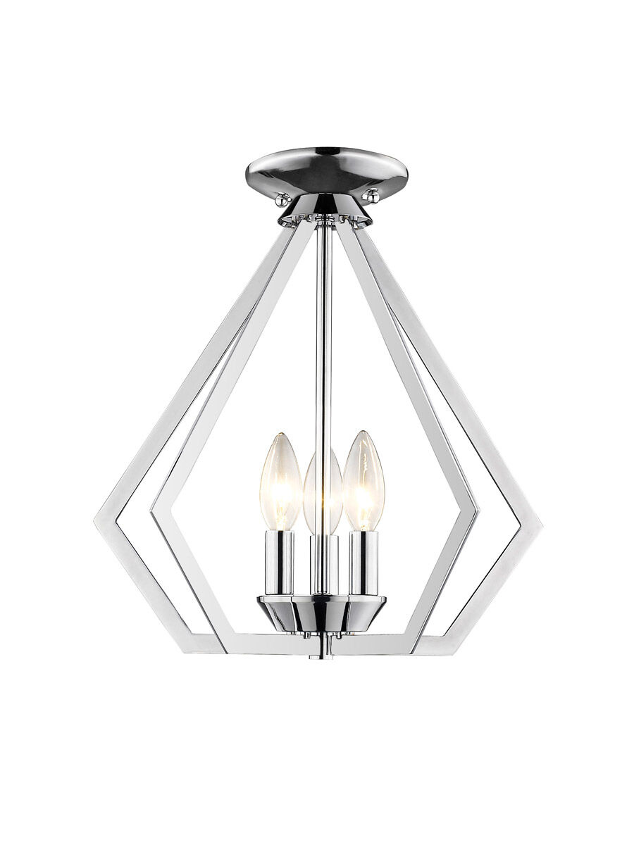 Prism 3 Light 14 inch Polished Chrome Convertible Mini Chandelier/Ceiling Mount Ceiling Light
