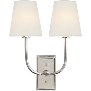 Thomas O'Brien Hulton 2 Light 14 inch Polished Nickel Double Sconce Wall Light in Linen