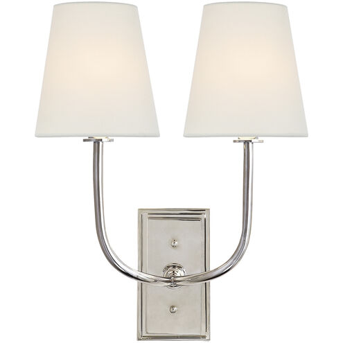 Thomas O'Brien Hulton 2 Light 14 inch Polished Nickel Double Sconce Wall Light in Linen