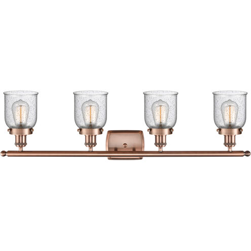 Ballston Small Bell LED 36 inch Antique Copper Bath Vanity Light Wall Light in Seedy Glass