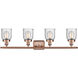 Ballston Small Bell LED 36 inch Antique Copper Bath Vanity Light Wall Light in Seedy Glass