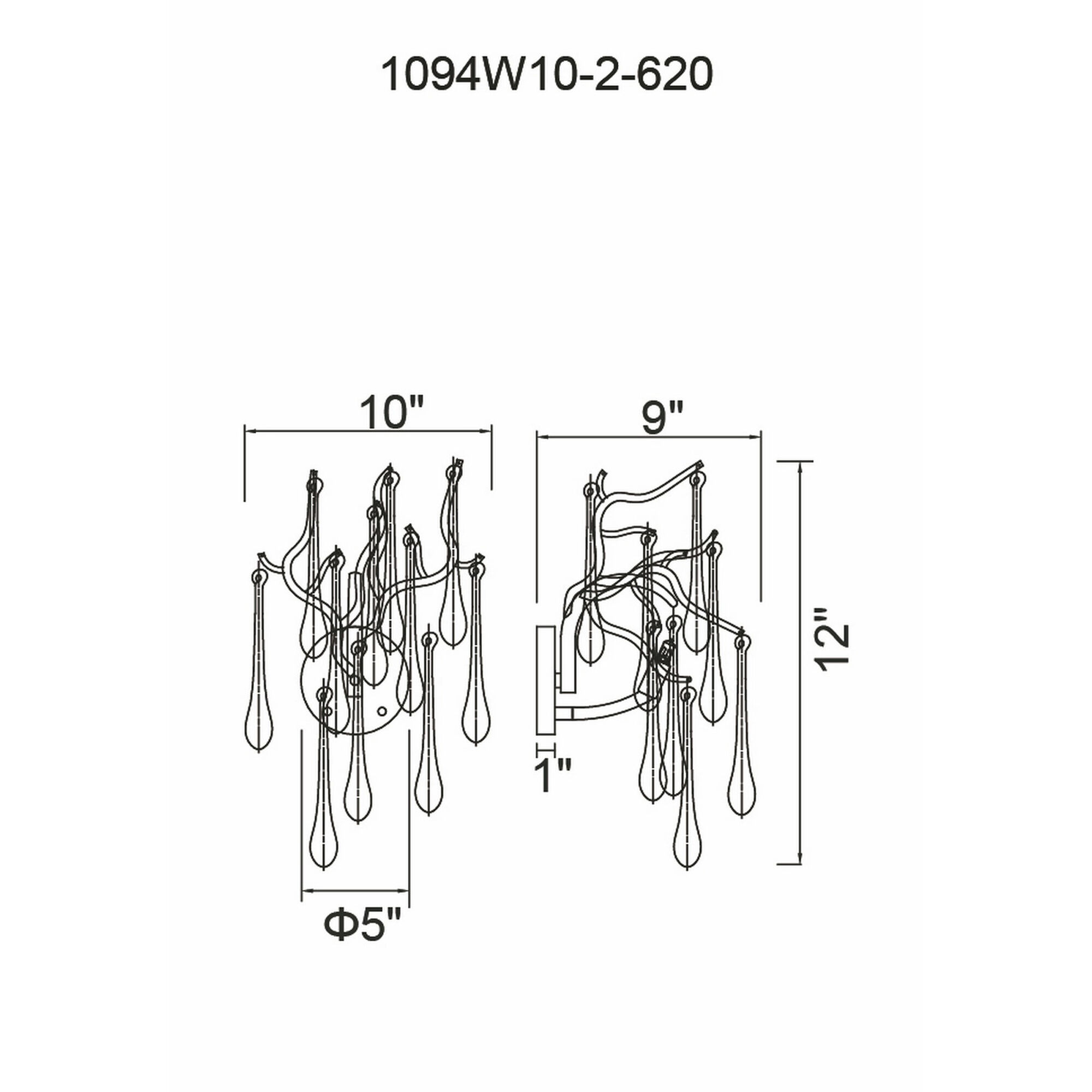 Anita 2 Light 10 inch Black Wall Light