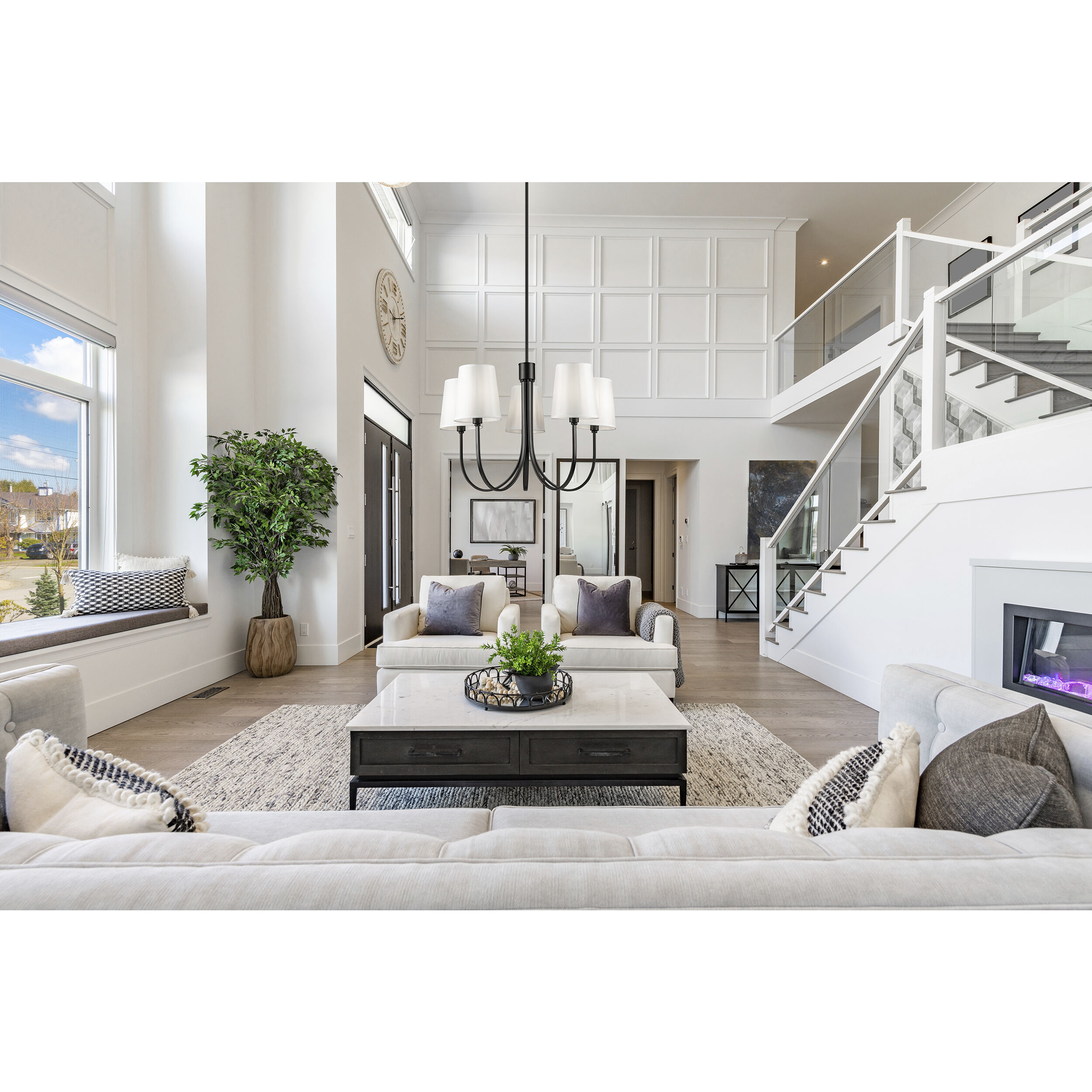 Rhythm LED 27.6 inch Black Chandelier Ceiling Light