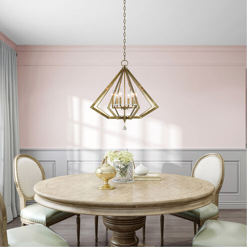 Diamond 6 Light 25 inch Antique Brass Chandelier Ceiling Light
