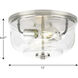 Rushton 2 Light 12 inch Brushed Nickel Flush Mount Ceiling Light