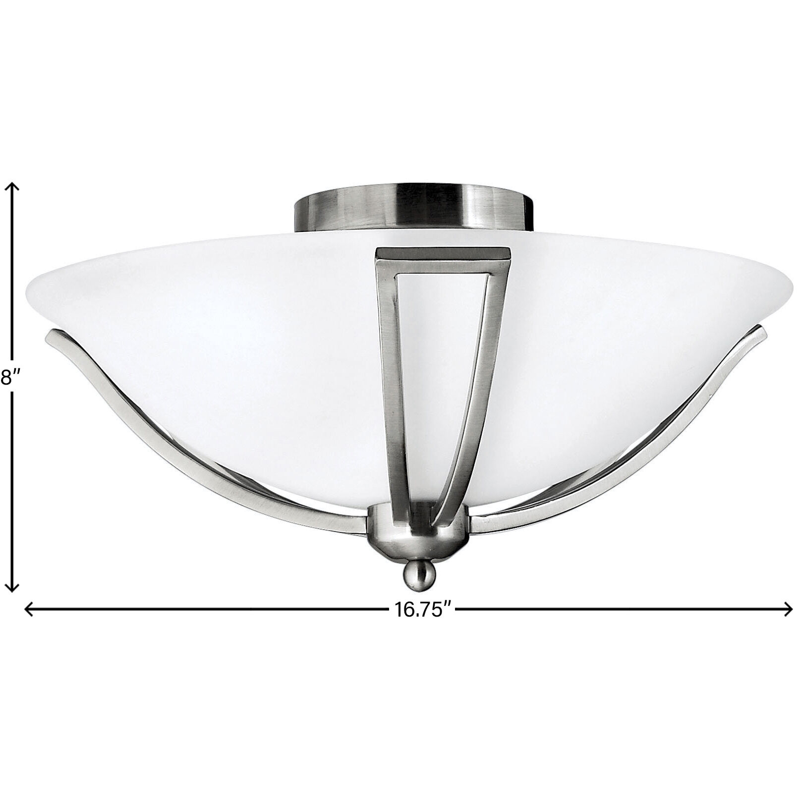 Bolla 2 Light 16.75 inch Brushed Nickel Indoor Bath Flush Mount Ceiling Light in Etched Opal