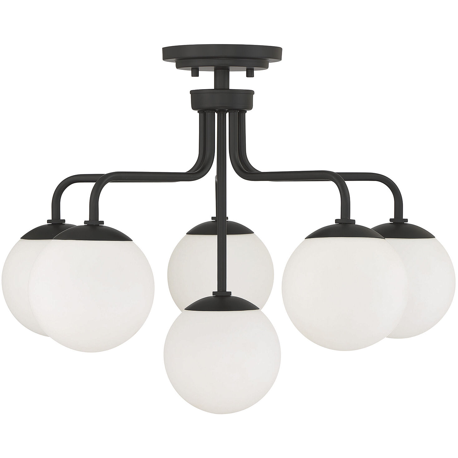 Marco 6 Light 24 inch Matte Black Semi-Flush Ceiling Light, Essentials