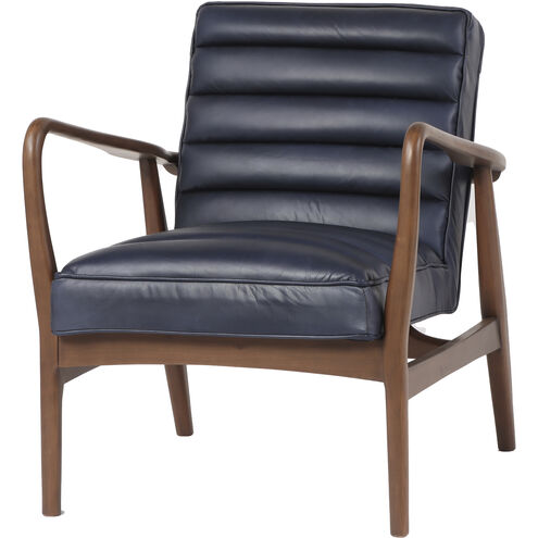 Kuhn Navy Blue and Brown Accent Chair