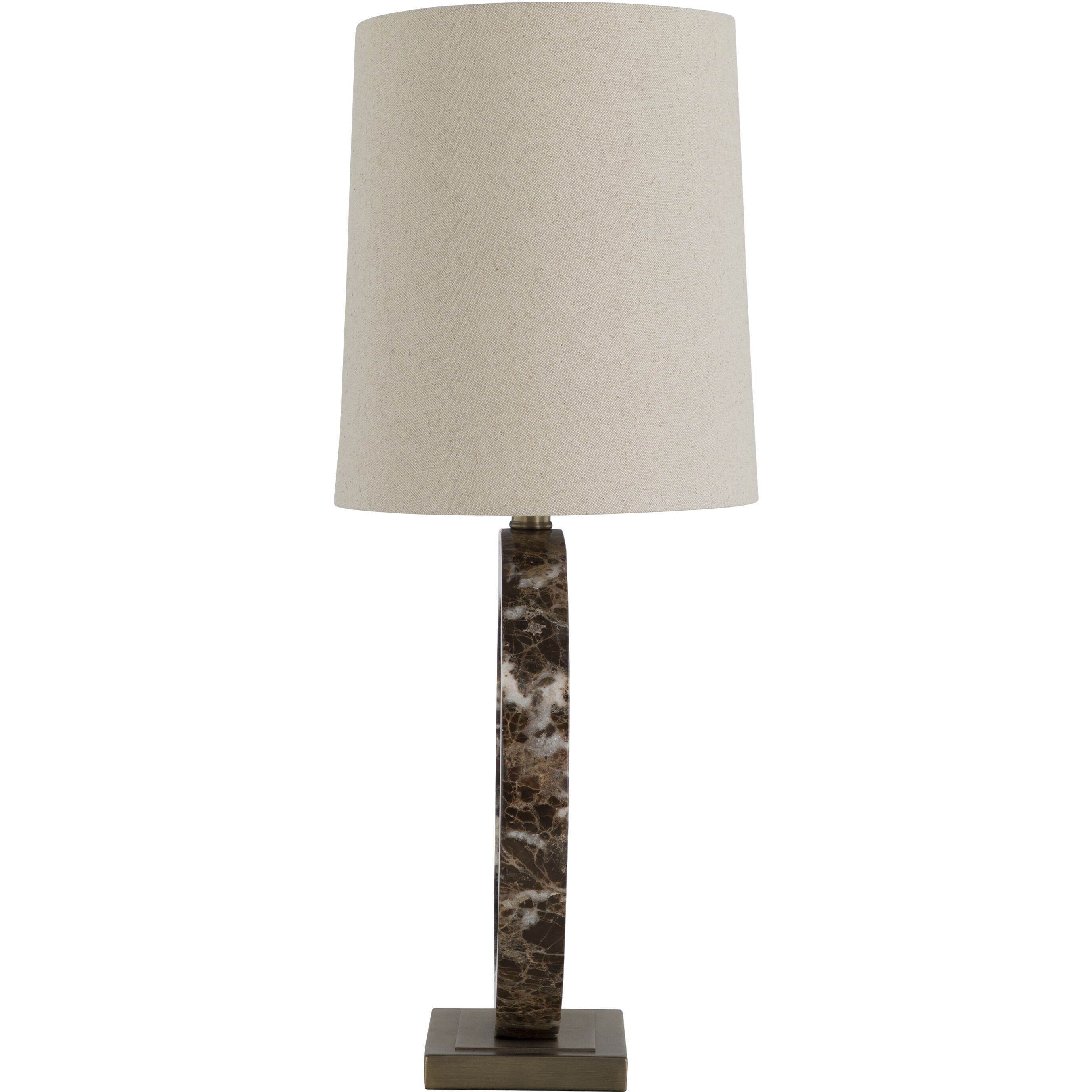 Janelle 26.75 inch Matte Antique Brass and White Linen with Dark Emperora Marble Table Lamp Portable Light