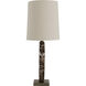 Janelle 26.75 inch Matte Antique Brass and White Linen with Dark Emperora Marble Table Lamp Portable Light