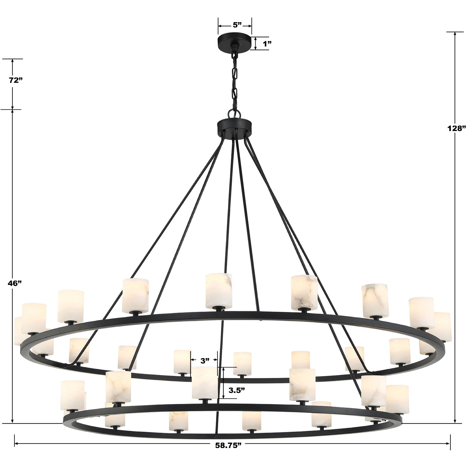 Aragon 30 Light 58.75 inch Matte Black Chandelier Ceiling Light