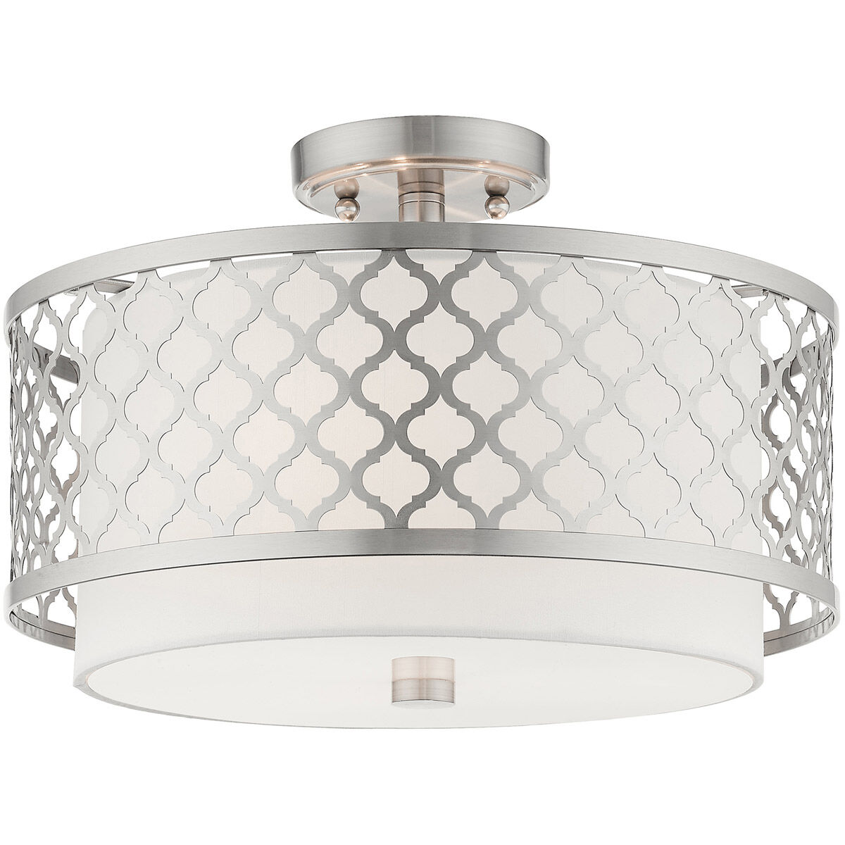 Arabesque 3 Light 15 inch Brushed Nickel Semi-Flush Mount Ceiling Light