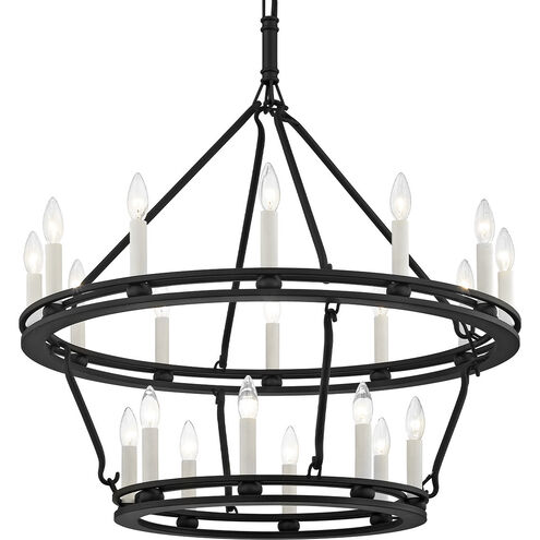 Sutton 20 Light 32 inch Textured Black Chandelier Ceiling Light