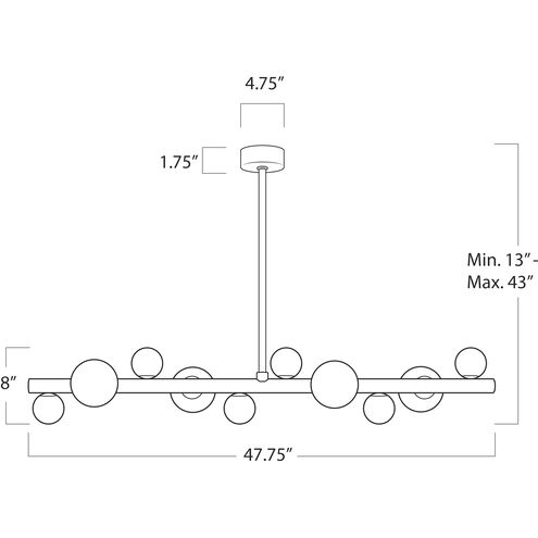 Styx LED 47.75 inch Natural Brass Chandelier Ceiling Light