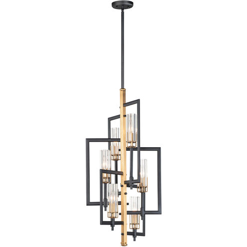 Flambeau 6 Light 14 inch Black/Antique Brass Chandelier Ceiling Light