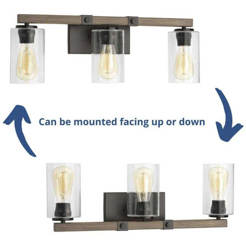 Barnes Mill 3 Light 24 inch Antique Bronze Bath Vanity Wall Light