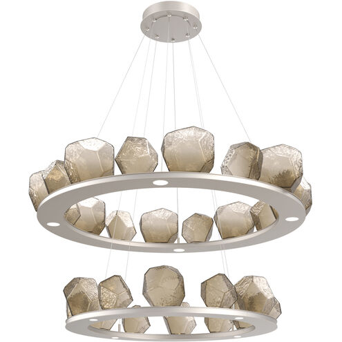 Gem LED 48.7 inch Beige Silver Chandelier Ceiling Light, Two-Tier Ring