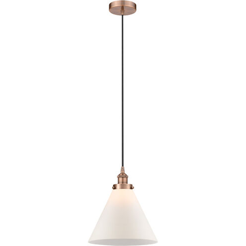 Edison Cone 1 Light 12 inch Antique Copper Mini Pendant Ceiling Light