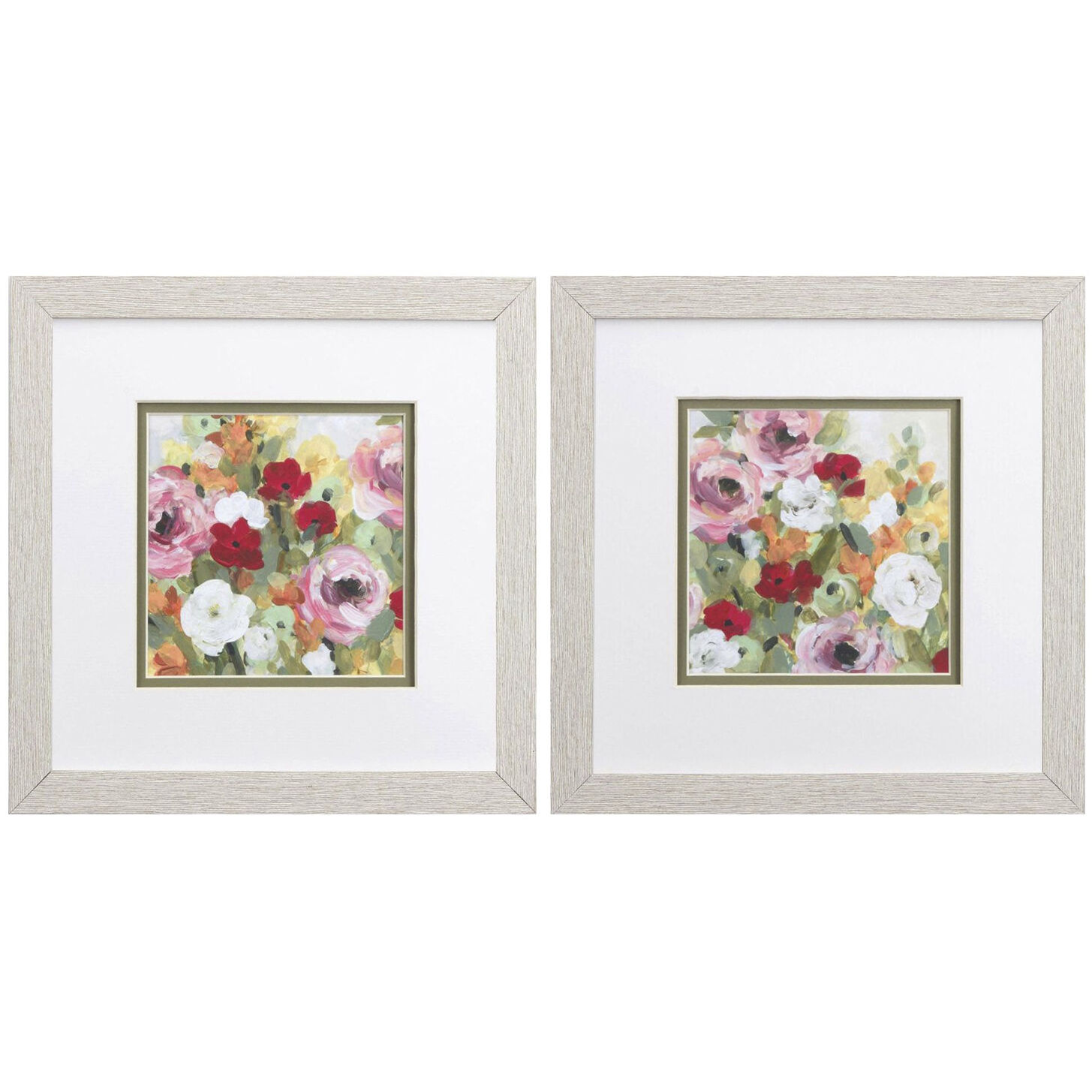 Florals Green and Pink and Yellow and Red Framed Art, Propac