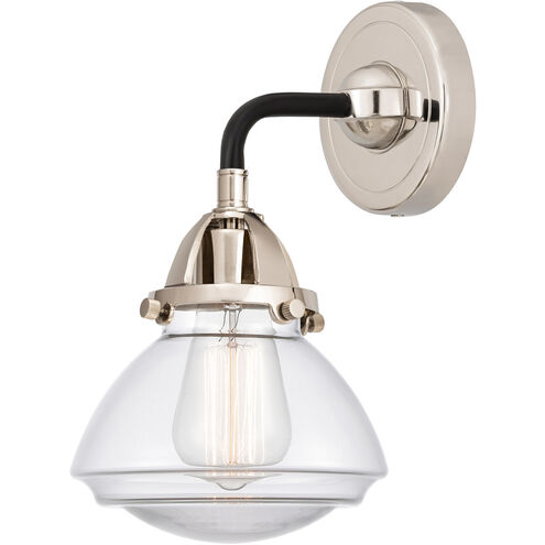 Nouveau 2 Olean LED 7 inch Black Polished Nickel Sconce Wall Light in Clear Glass