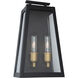 Charleston 2 Light 16.25 inch Black and Vintage Gold Outdoor Wall Light