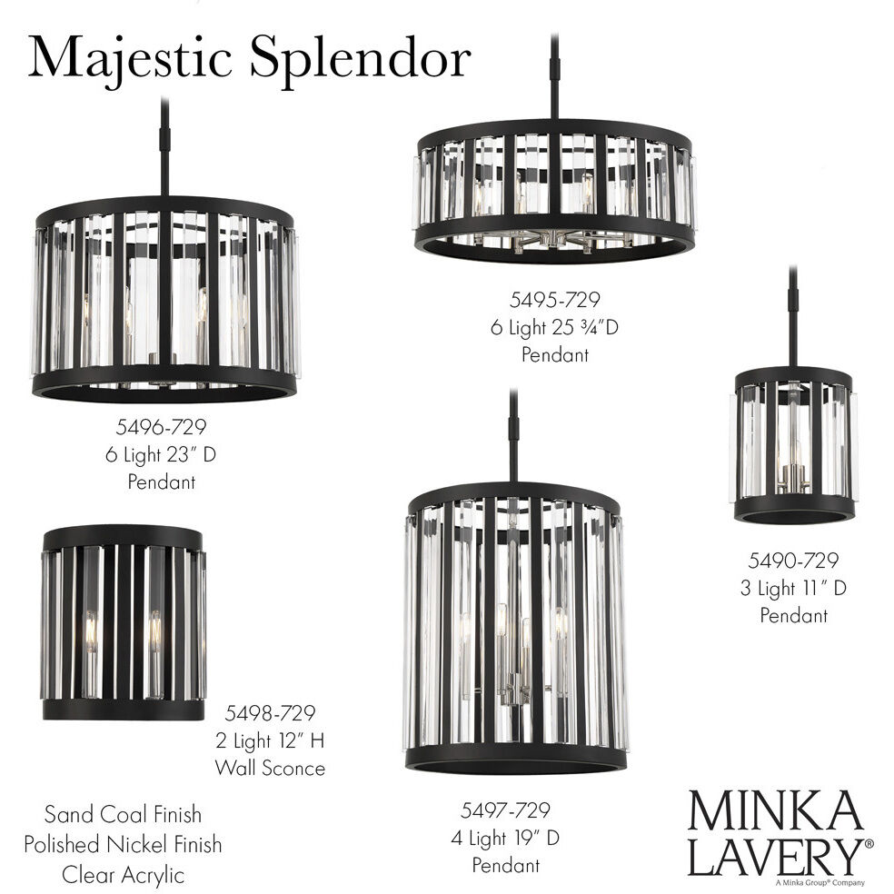 Majestic Splendor 6 Light 23 inch Polished Nickel/Sand Coal Chandelier Ceiling Light