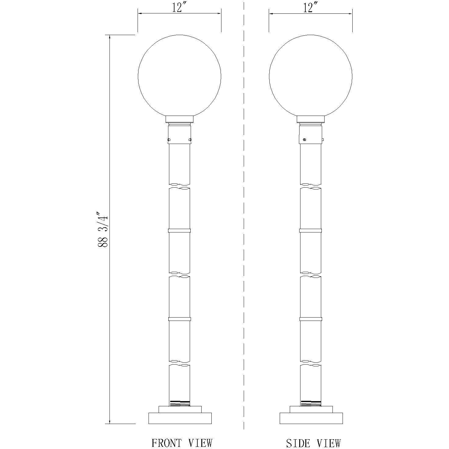 Laurent 1 Light 89.5 inch Black Outdoor Post Mounted Fixture