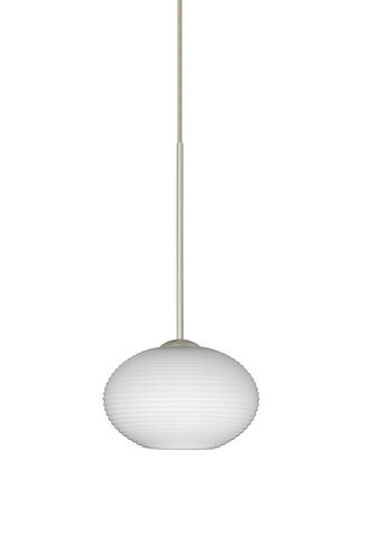 Lasso 1 Light Satin Nickel Pendant Ceiling Light in Halogen, Opal Matte Glass