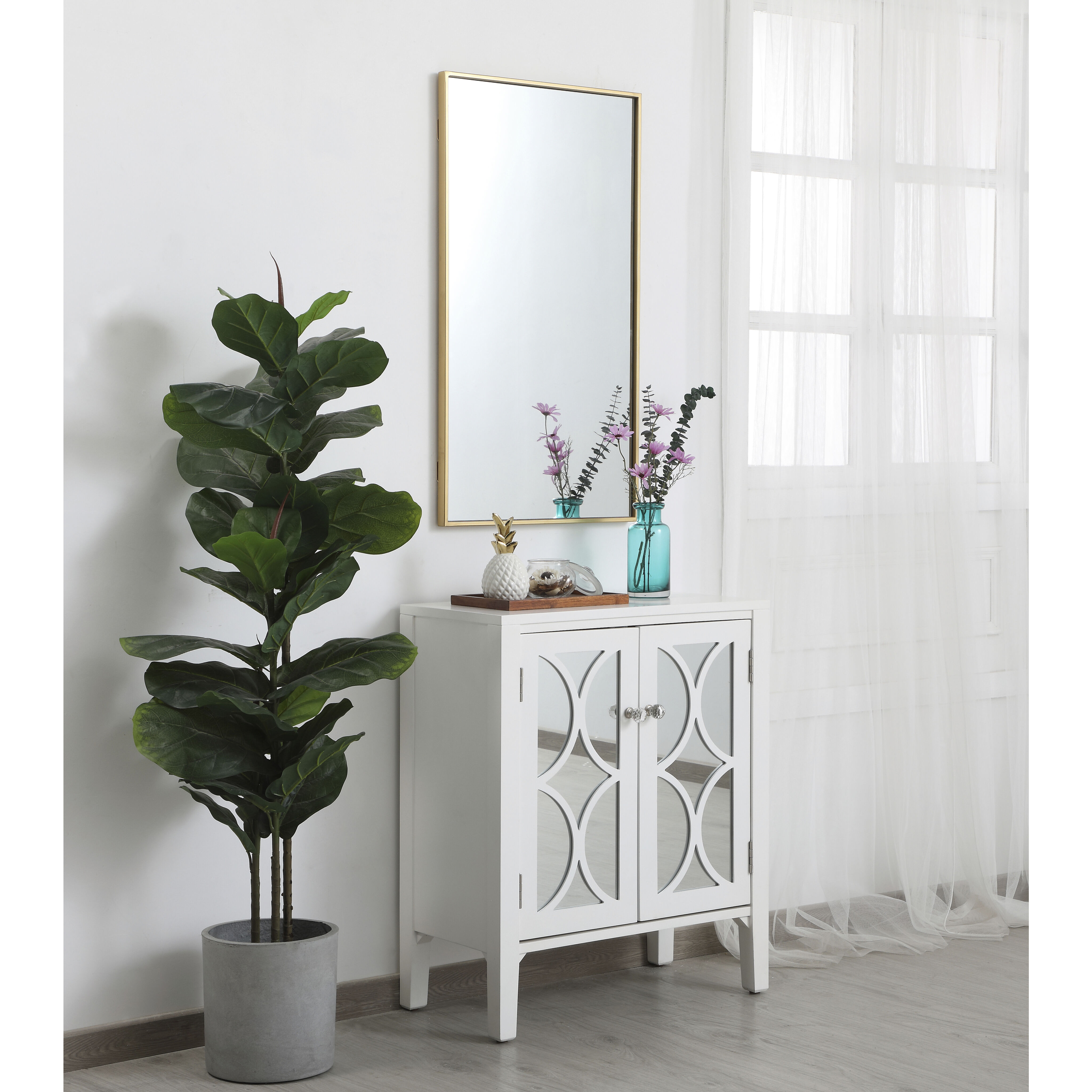 Monet 36 X 20 inch Brass Wall Mirror