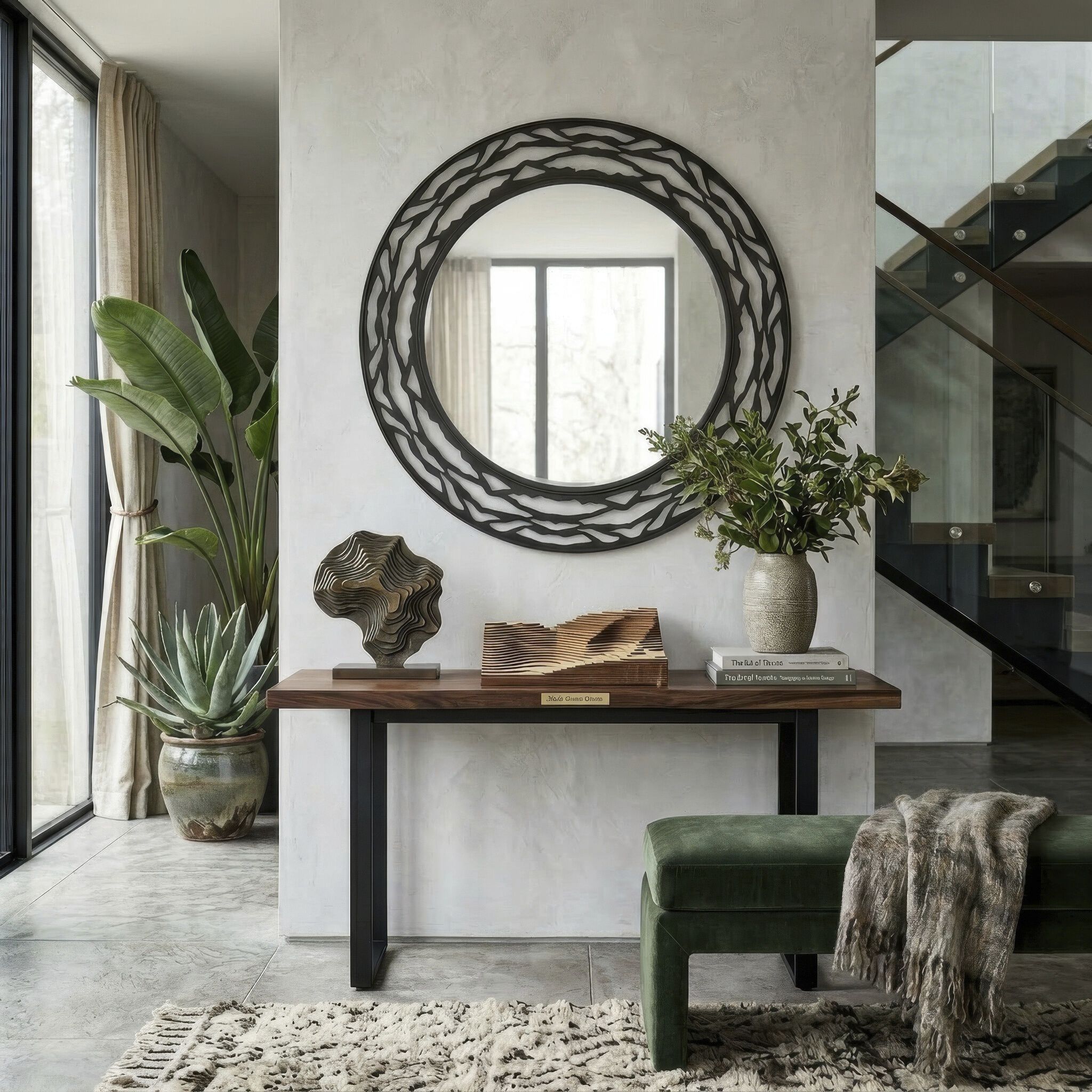 Kato 33 X 33 inch REF Wall Mirror in Carbon Black, Smithsonian Collaboration