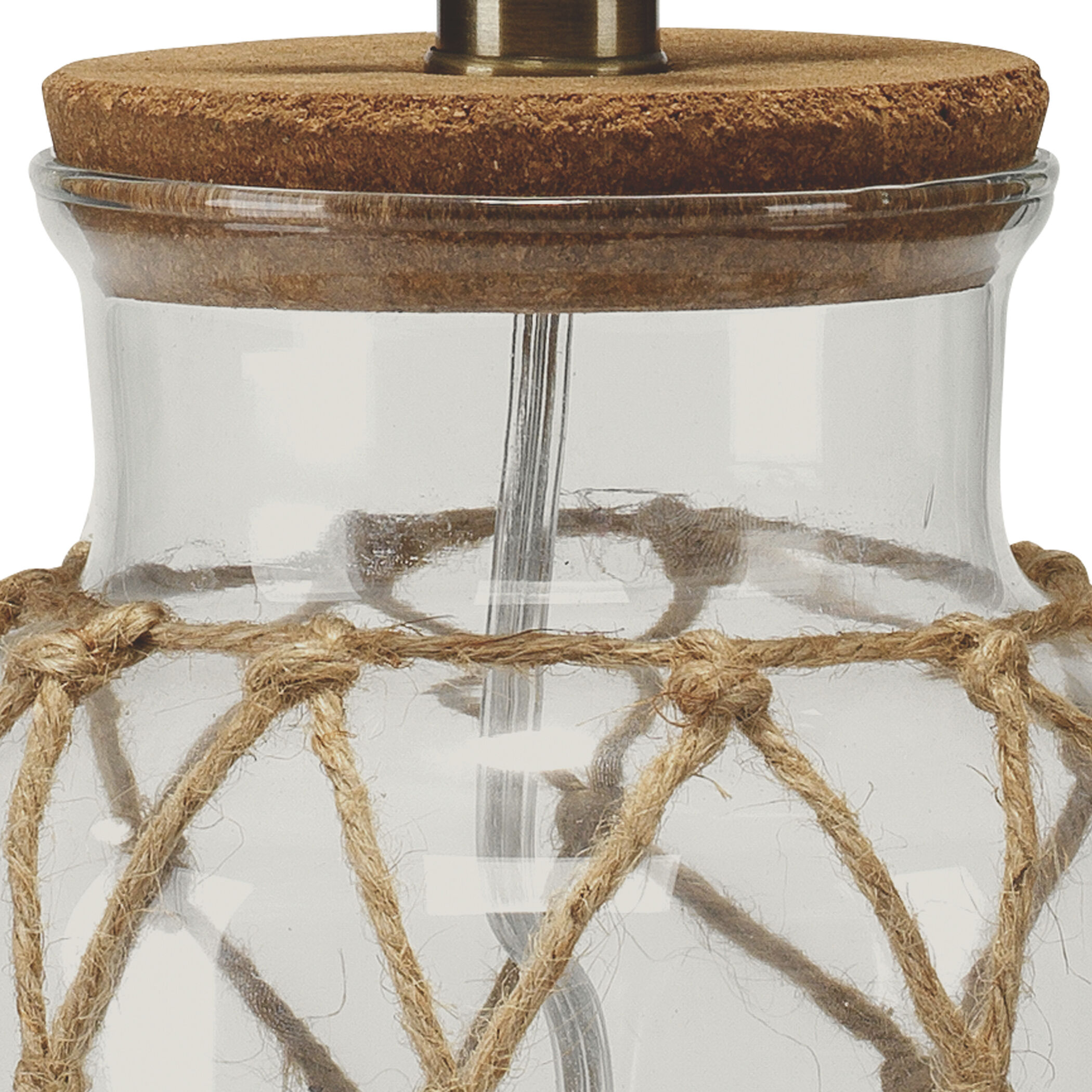 Hugo 23 inch 150 watt Natural Rope and Clear Glass Table Lamp Portable Light