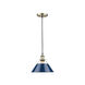 Orwell 1 Light 10 inch Aged Brass Pendant Ceiling Light in Navy, Medium