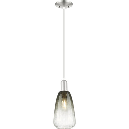 Downtown Urban Brookhaven Almond 1 Light 6 inch Brushed Satin Nickel Mini Pendant Ceiling Light in Slate Glass