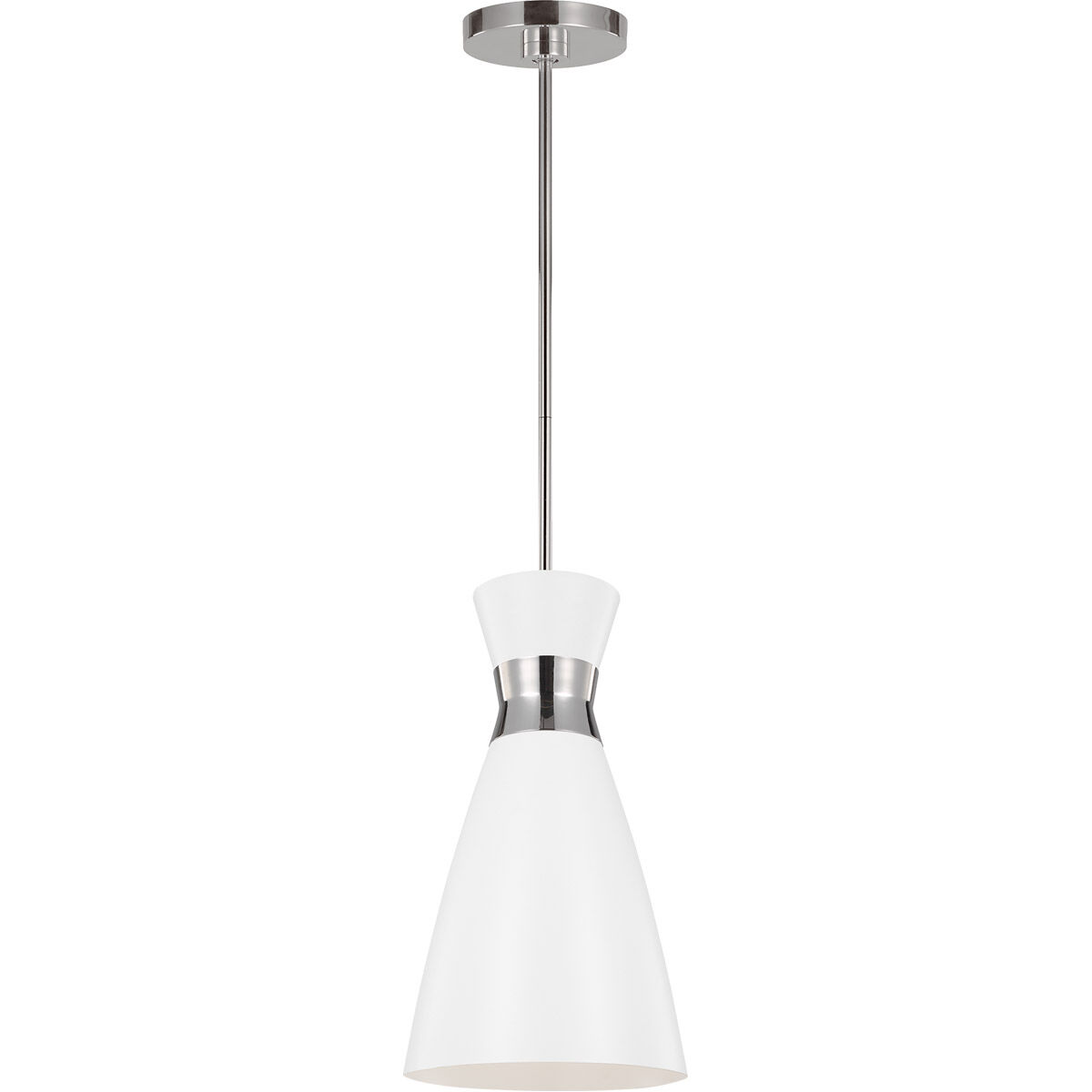 ED Ellen DeGeneres Heath Pendant Ceiling Light in Matte White / Polished Nickel
