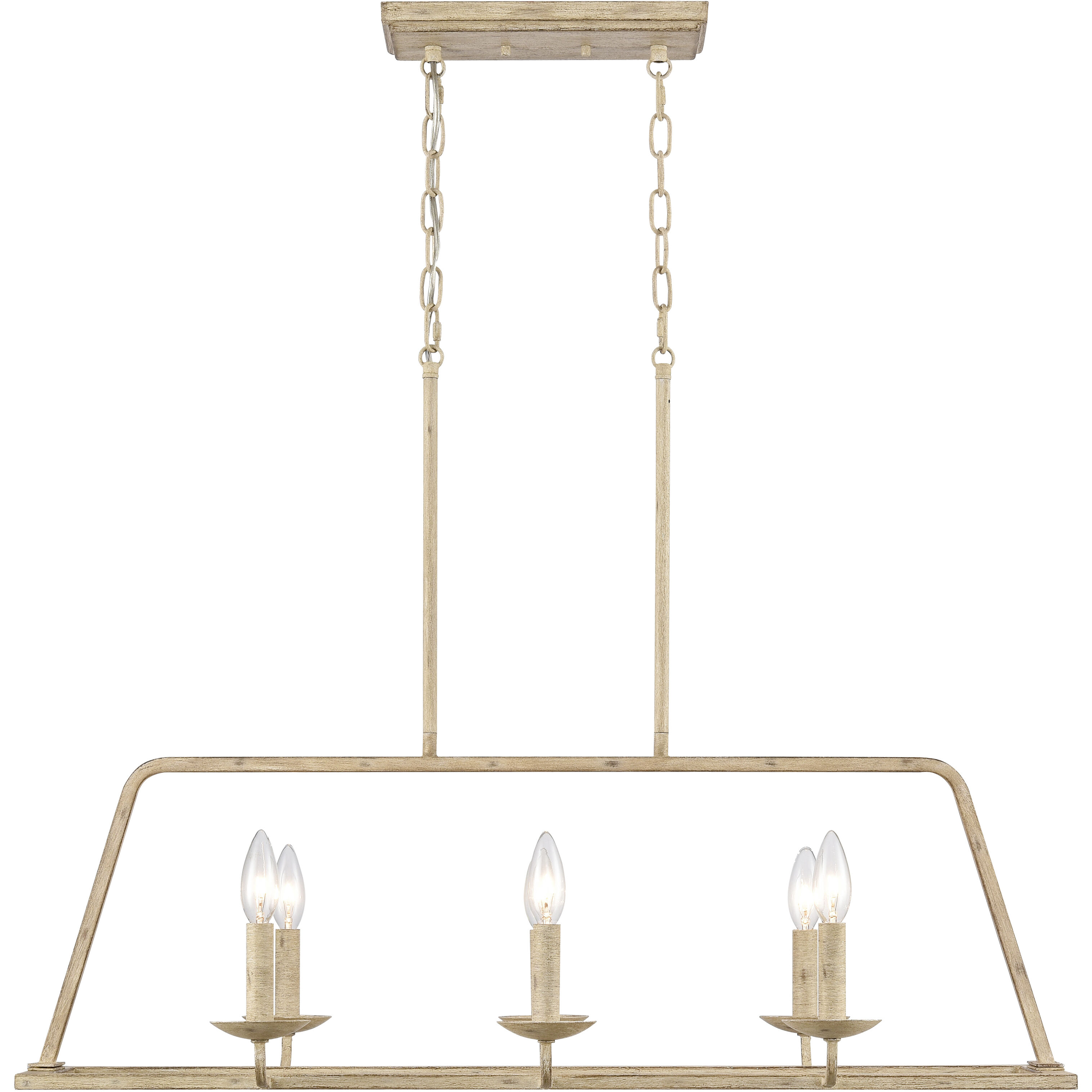 Ellisville 6 Light 34 inch Antique Cream Linear Chandelier Ceiling Light