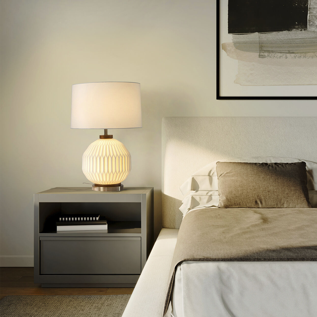 Moraga 24 inch 100.00 watt Walnut and White with Weathered Brass Table Lamp Portable Light