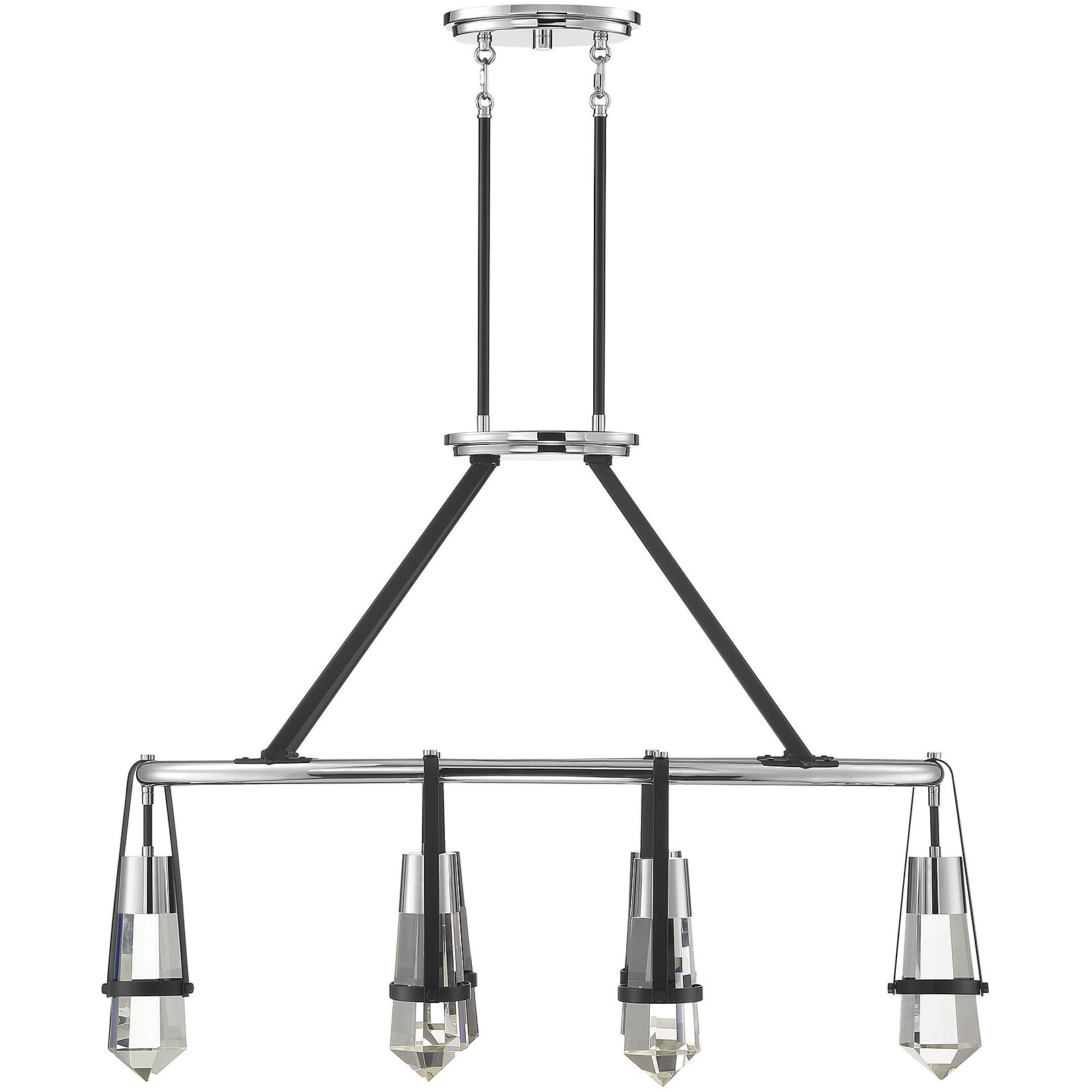 Denali LED 36 inch Matte Black with Polished Chrome Accents Linear Chandelier Ceiling Light