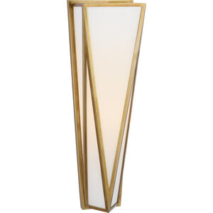 Julie Neill Lorino LED 5.5 inch Hand-Rubbed Antique Brass Sconce Wall Light in White Glass, Medium