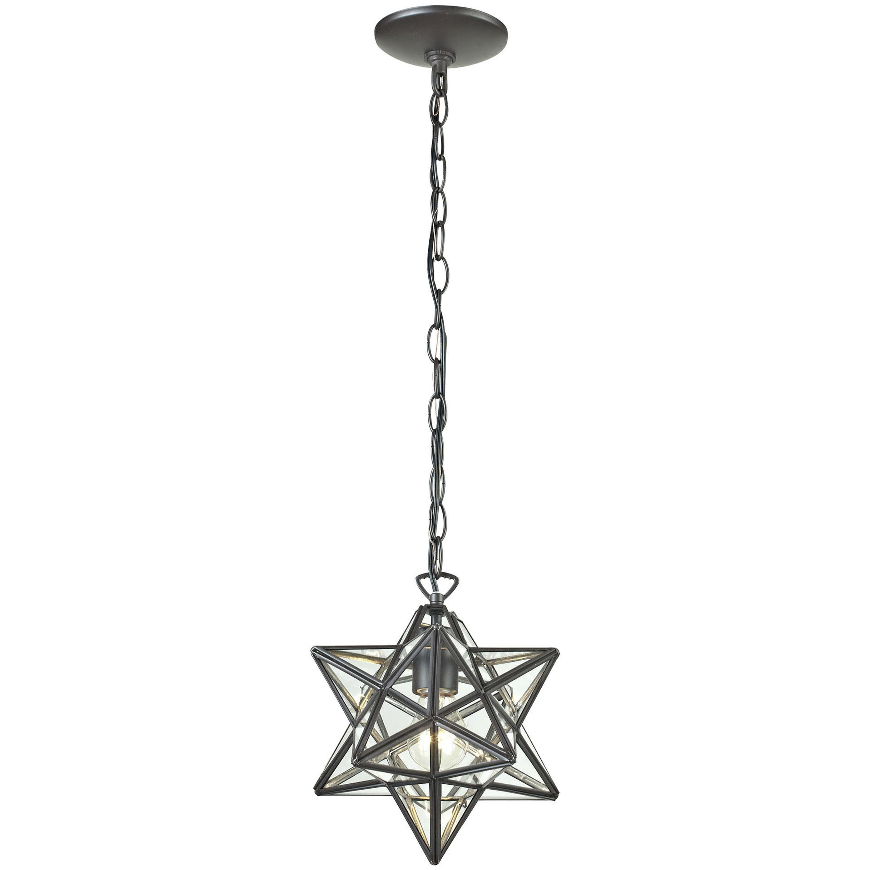 Moravian Star 1 Light 12 inch Oil Rubbed Bronze Mini Pendant Ceiling Light