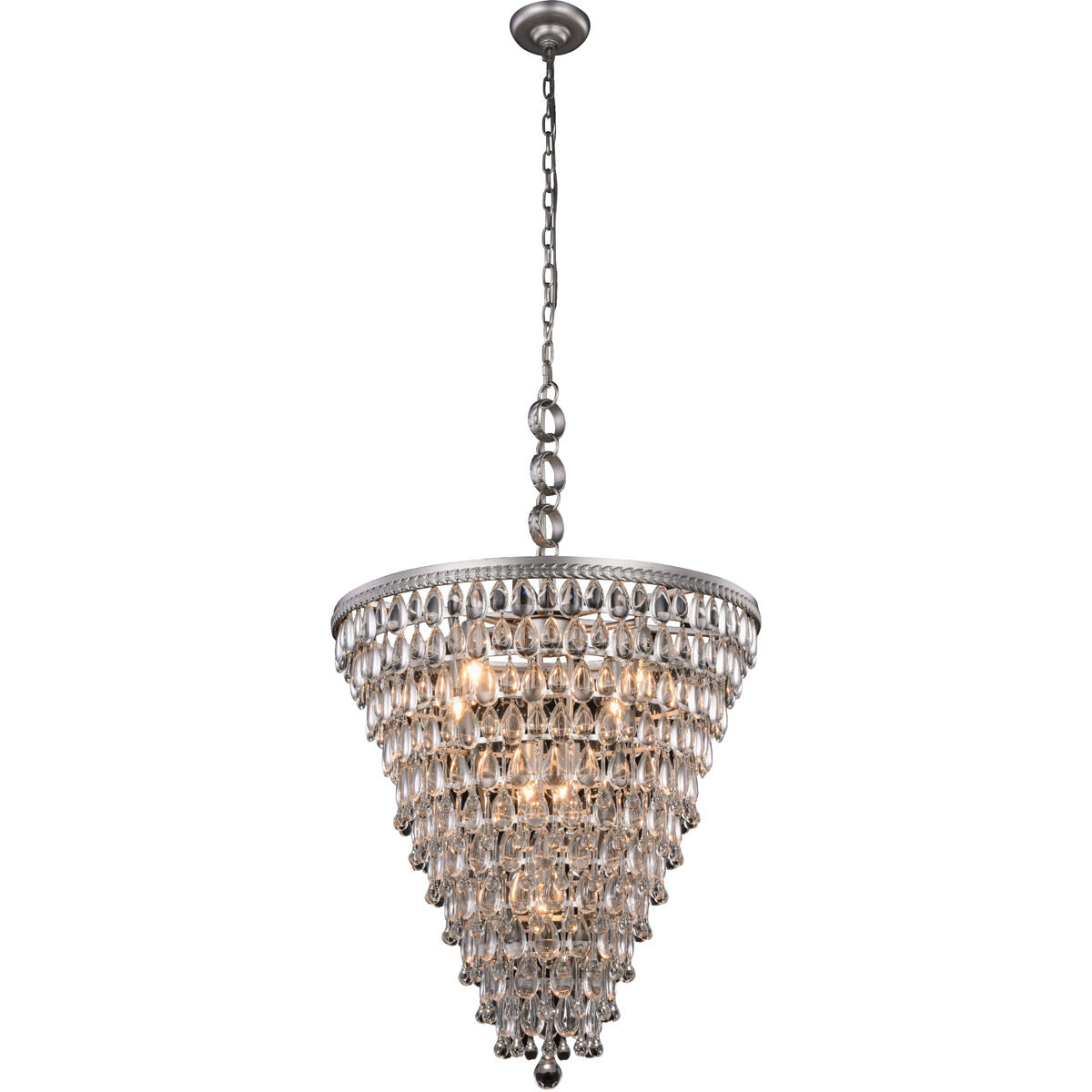 Nordic 7 Light 24 inch Antique Silver Pendant Ceiling Light, Urban Classic