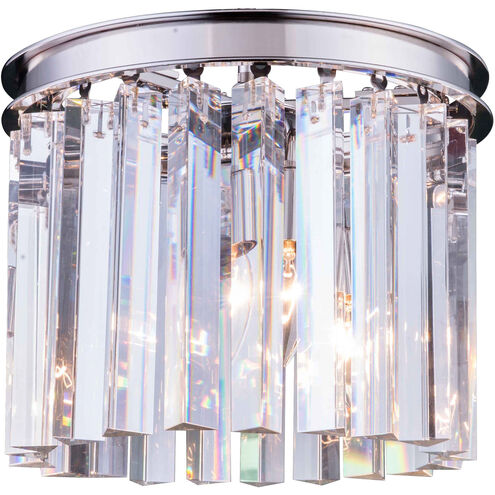 Sydney 3 Light 12 inch Polished Nickel Flush Mount Ceiling Light in Clear, Urban Classic