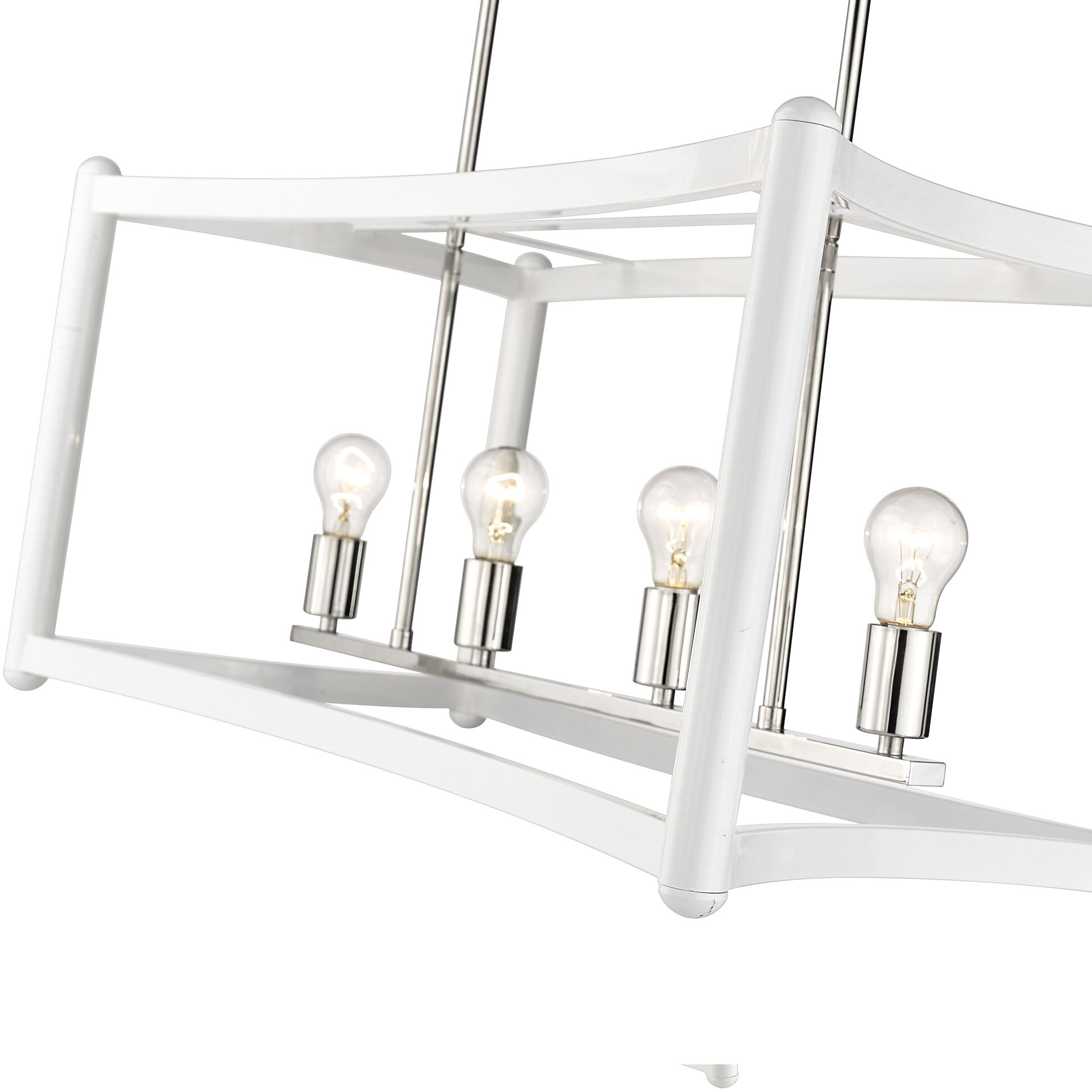 Coyle 4 Light 32 inch White with Polished Nickel Cluster Pendant Ceiling Light