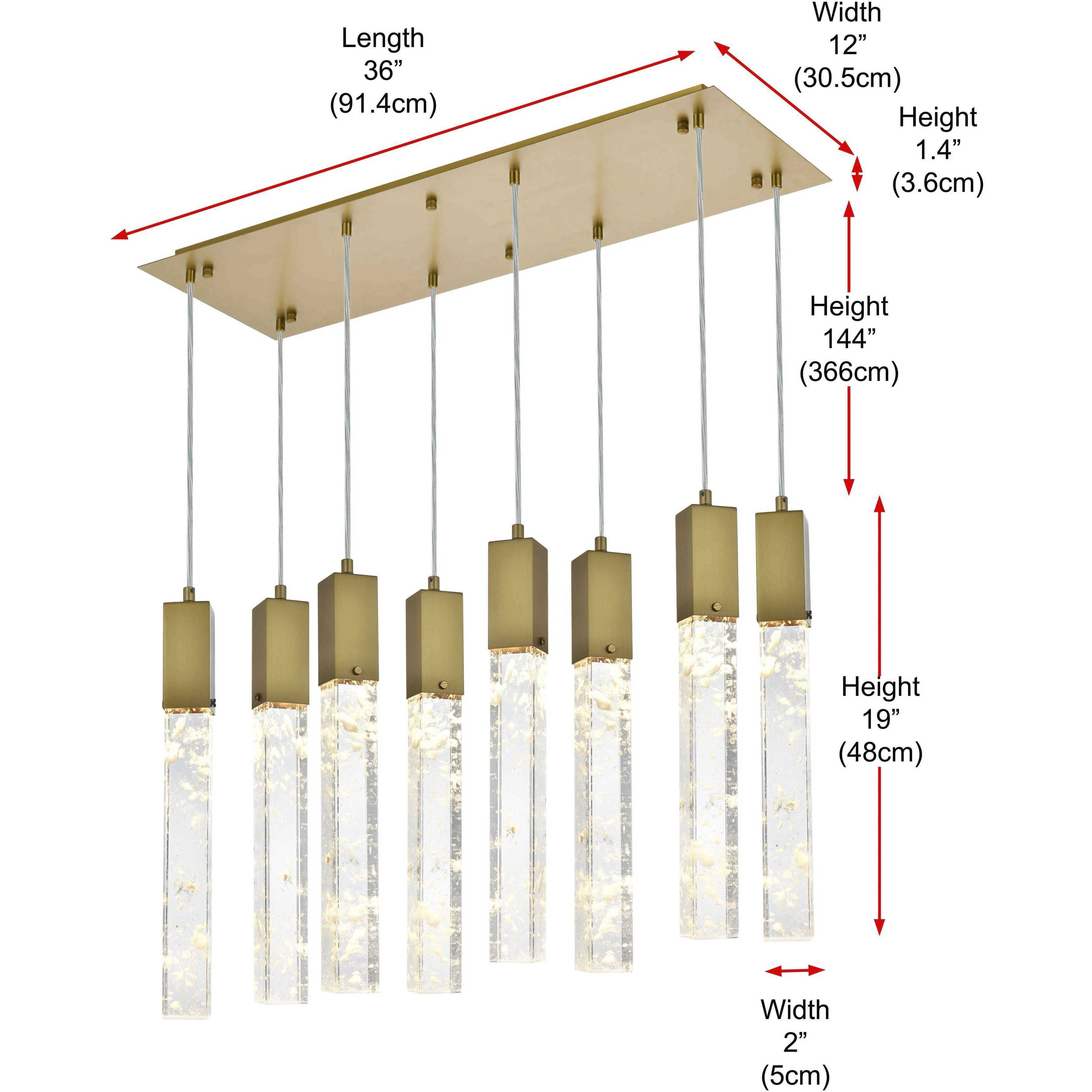 Aurora 8 Light 12 inch Satin Gold Pendant Ceiling Light