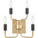 Epping Avenue 2 Light 10 inch Aged Brass with Black Sconce Wall Light
