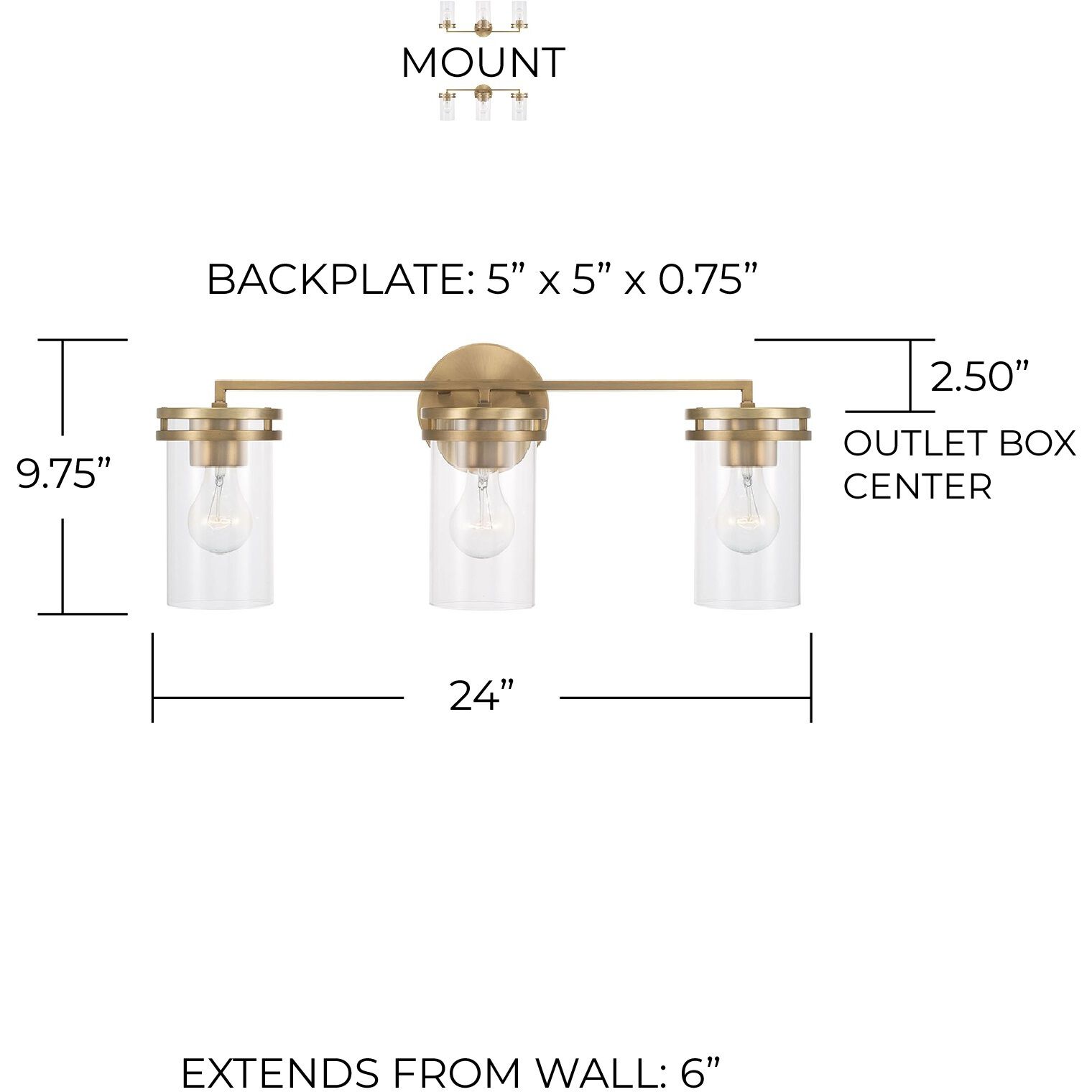 Fuller 3 Light 24 inch Aged Brass Vanity Light Wall Light