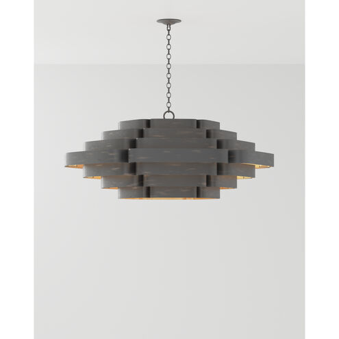 Bailey 6 Light 48 inch French Black/Contemporary Gold Leaf Chandelier Ceiling Light