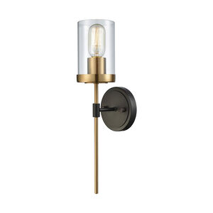 Kiskiminetas 1 Light 5 inch Oil Rubbed Bronze with Satin Brass and Clear Sconce Wall Light