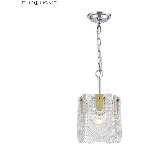 Darjeeling 1 Light 9 inch Clear with Polished Chrome Mini Pendant Ceiling Light, Small