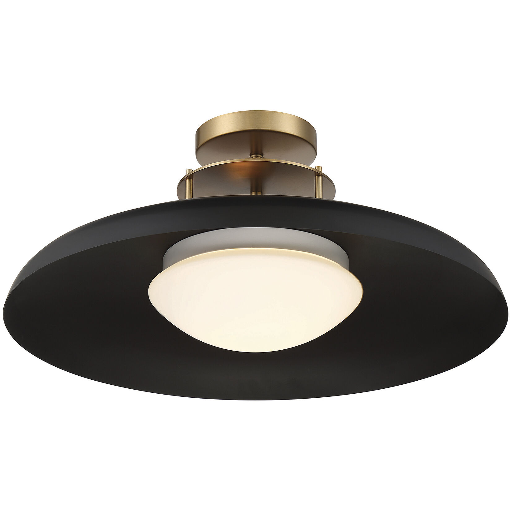 Gavin 1 Light 20 inch Black with Warm Brass Accents Semi-Flush Ceiling Light