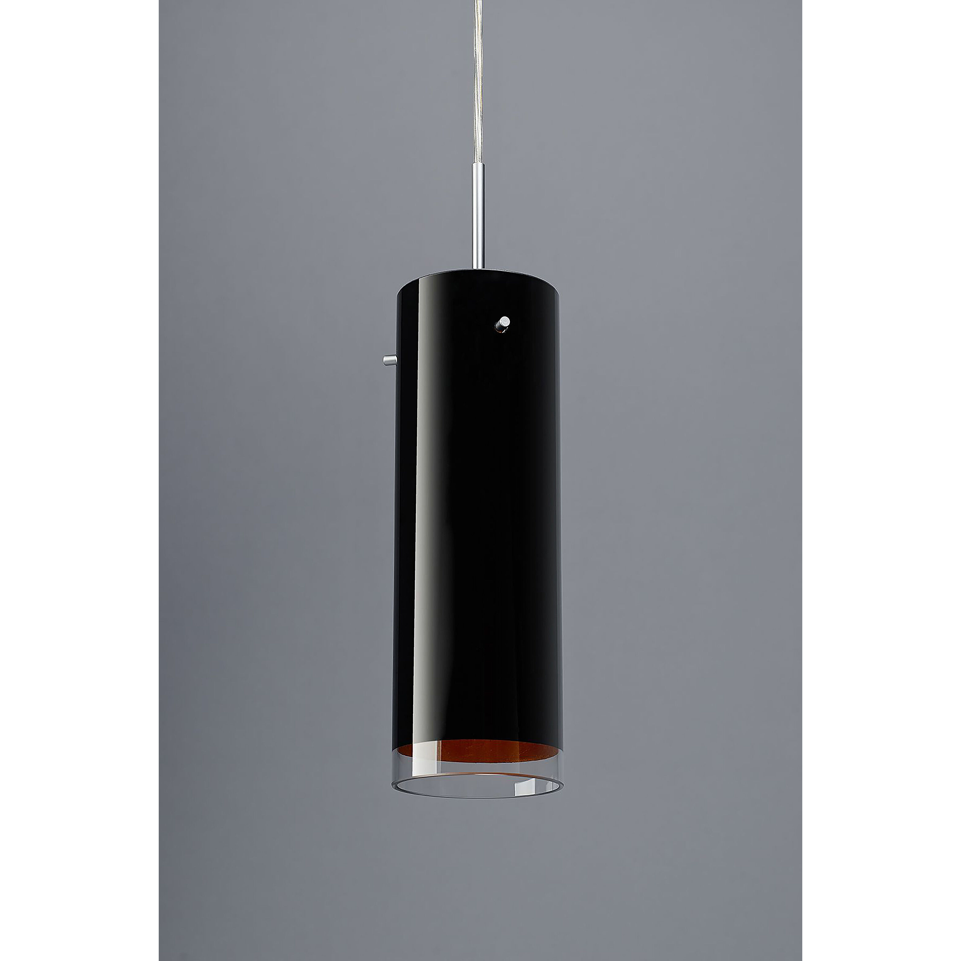 Cyrus 4 inch Matte Chrome Pendant Ceiling Light in Black Outer/Gold Inner Glass